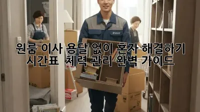 원룸 이사, 용달 없이 혼자 해결하기: 시간표 & 체력 관리 완벽 가이드