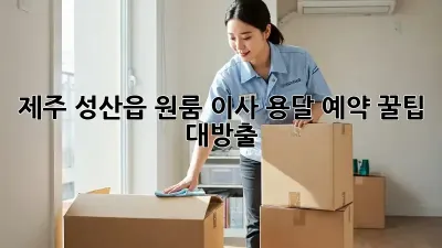 제주 성산읍 원룸 이사? 용달 예약 꿀팁 대방출!